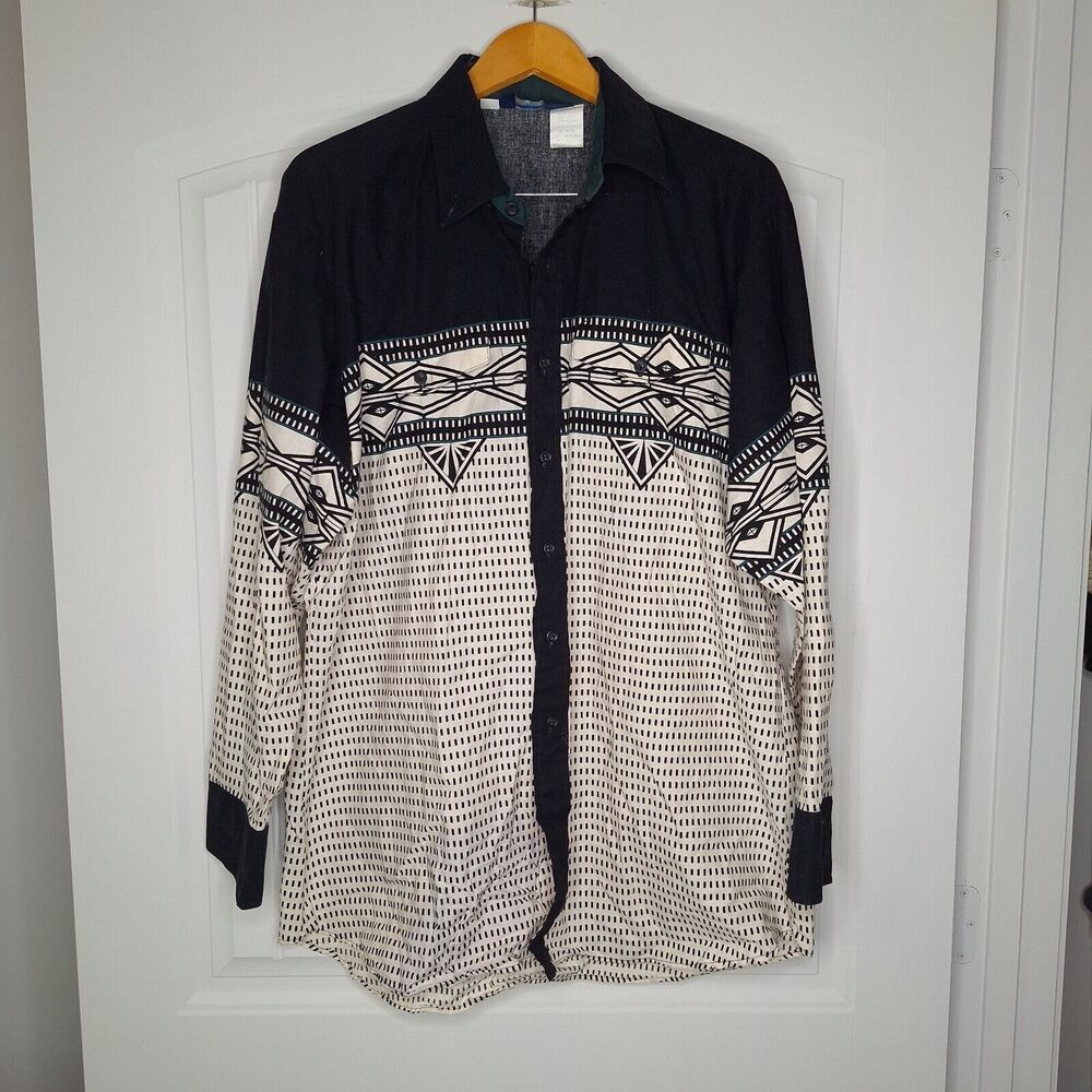 Vintage Brooks And Dunn Western Shirt Mens Size 18/36 Aztec Southwestern Button